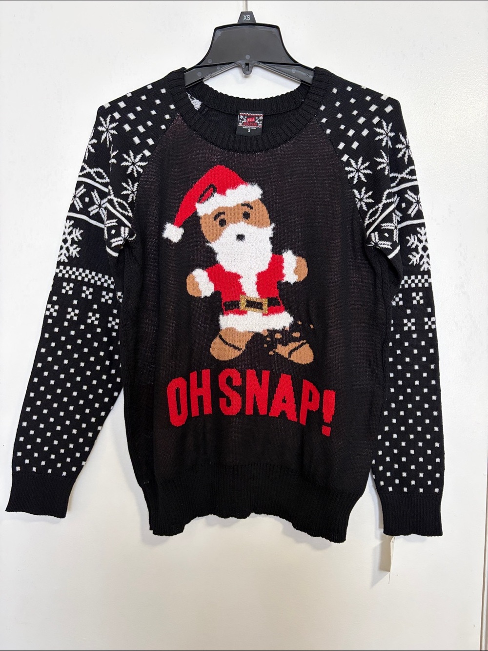 Black 'Oh Snap!' Santa Knit Sweater - Unbranded